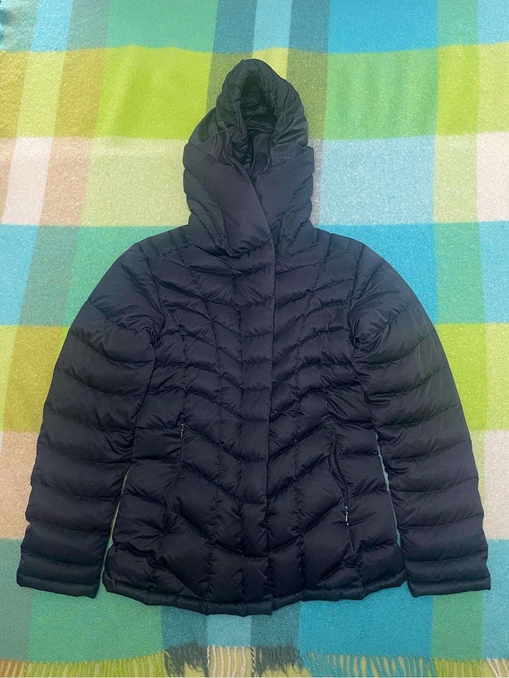 Patagonia Downtown Loft Goose Down Puffer Hooded Black Jacket Women’s